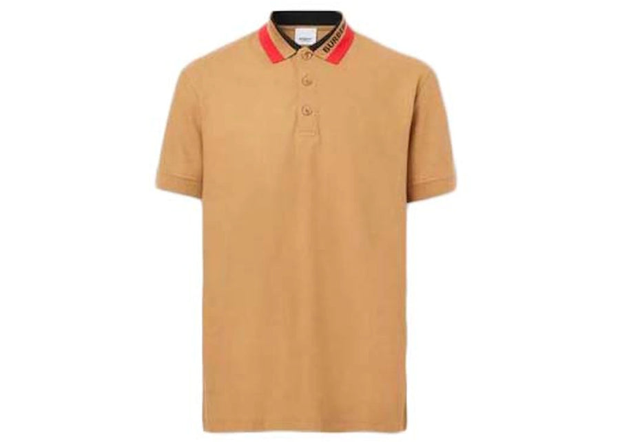Polo en piqué de coton camel avec logo Burberry
