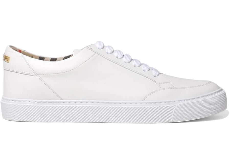 Baskets basses Burberry avec logo, blanches et beiges (Femme)