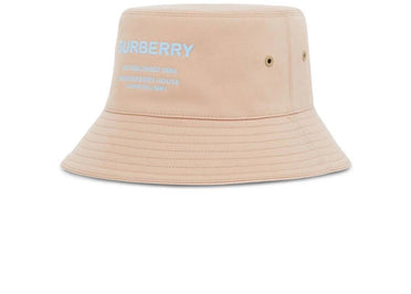 Burberry Logo Embroidered Cotton Bucket Hat Soft Fawn