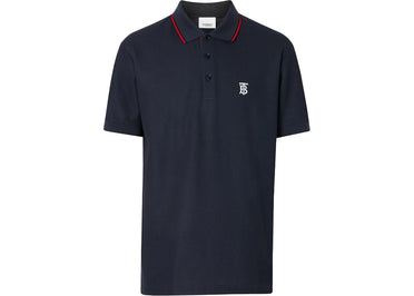Polo bleu marine brodé du logo Burberry