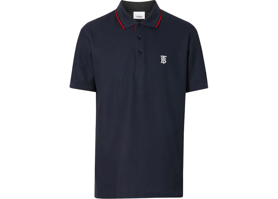 Polo bleu marine brodé du logo Burberry