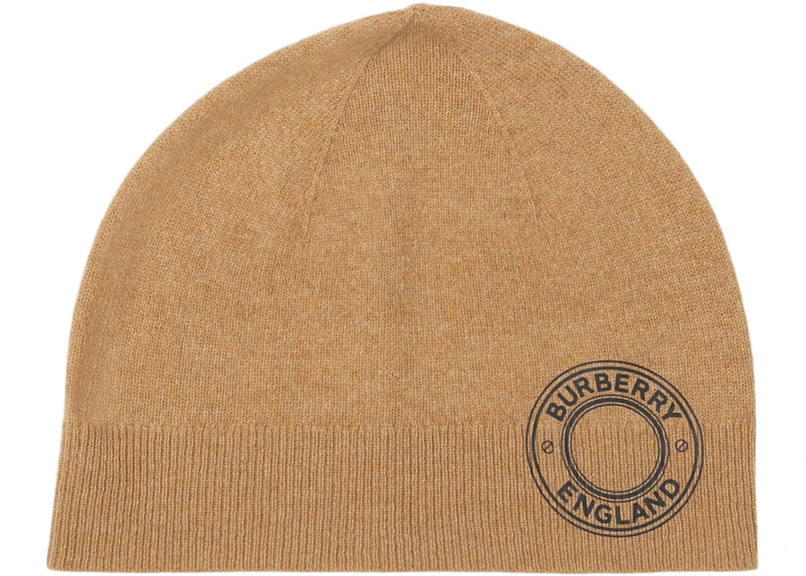 Bonnet en cachemire mélangé à motif logo Burberry camel