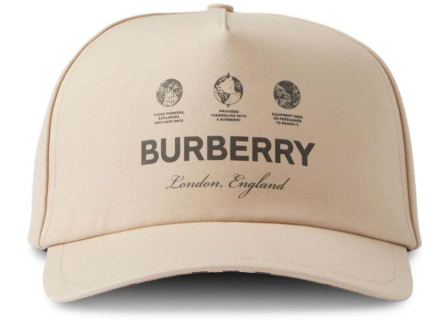 Casquette de baseball Burberry à logo imprimé beige sable