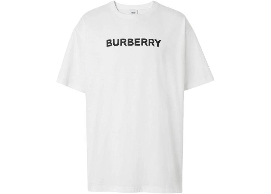 T-shirt oversize en coton imprimé logo Burberry, blanc/noir