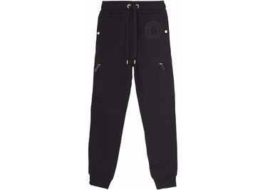 Pantalon de survêtement Burberry en coton noir imprimé logo.