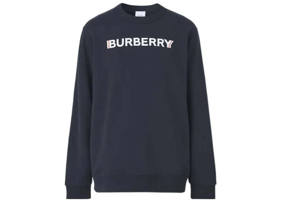 Sweat-shirt en coton bleu marine à logo Burberry