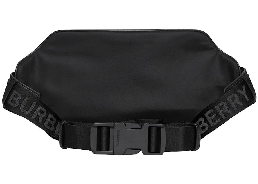 Sac banane en nylon noir imprimé du logo Burberry