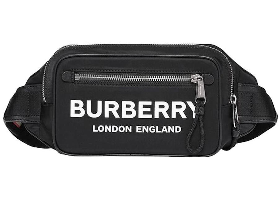 Sac banane en nylon noir imprimé du logo Burberry