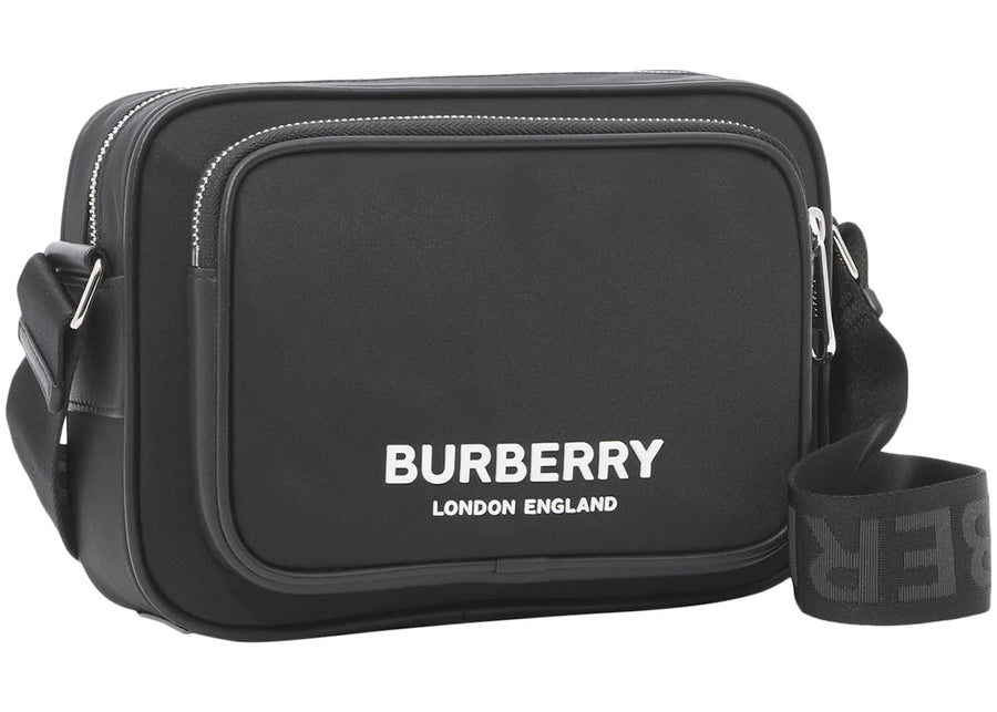 Sac bandoulière Burberry en nylon noir imprimé logo.