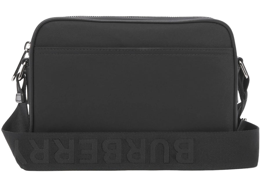Sac bandoulière Burberry en nylon noir imprimé logo.