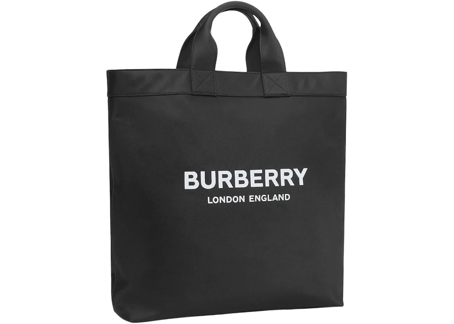 Burberry Logo Print Nylon Tote Bag Black