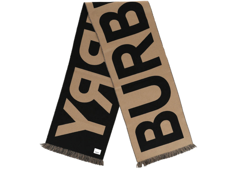 Burberry Logo Wool Scarf Beige