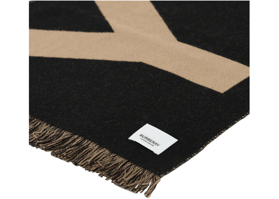 Burberry Logo Wool Scarf Beige