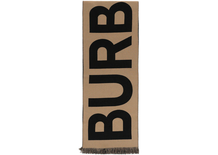 Burberry Logo Wool Scarf Beige