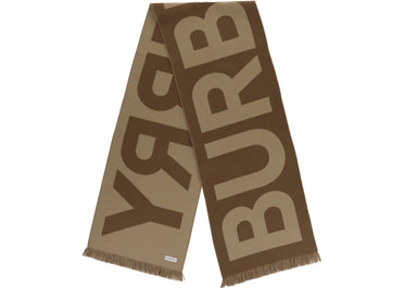 Burberry Logo Wool Scarf Birch Brown