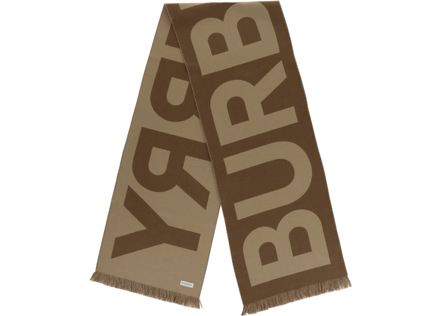 Écharpe en laine à logo Burberry, couleur bouleau