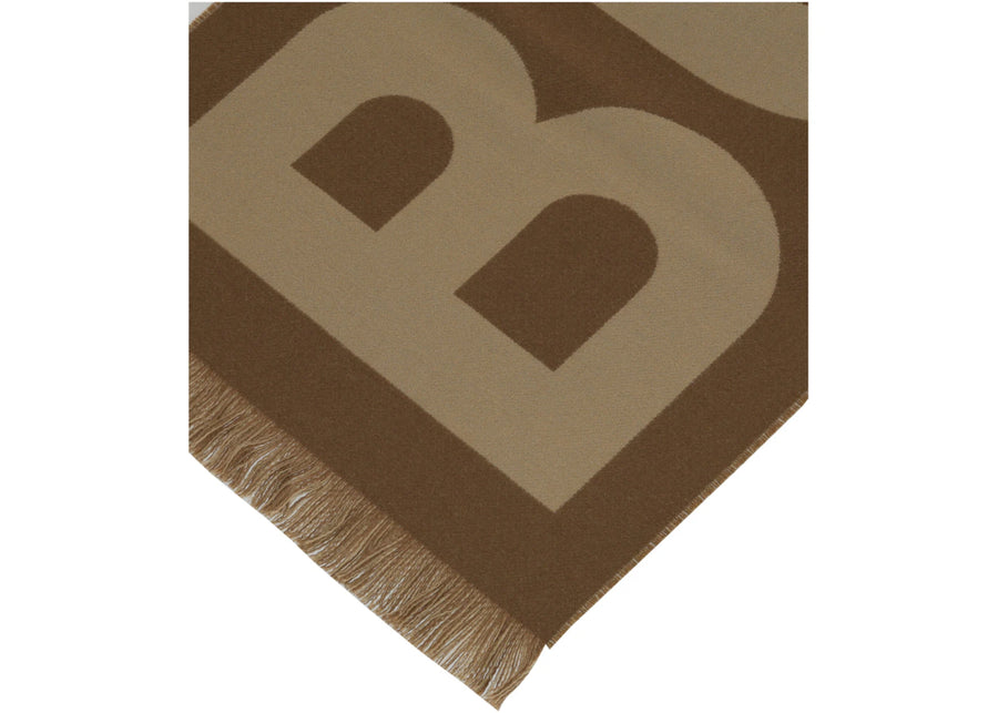 Écharpe en laine à logo Burberry, couleur bouleau