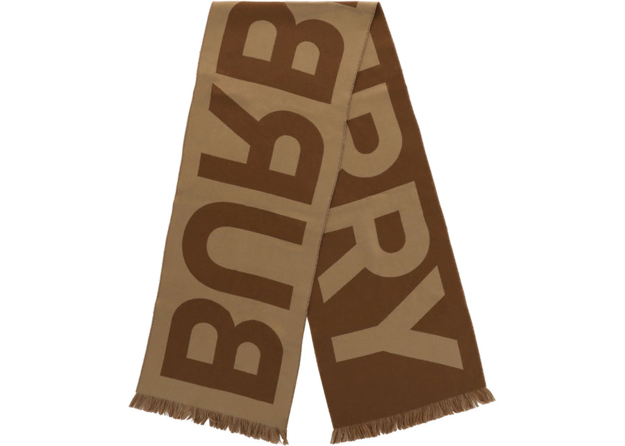 Écharpe en laine à logo Burberry, couleur bouleau