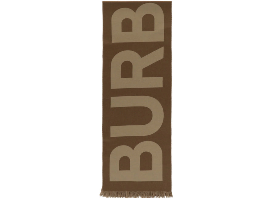 Écharpe en laine à logo Burberry, couleur bouleau