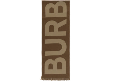 Burberry Logo Wool Scarf Birch Brown