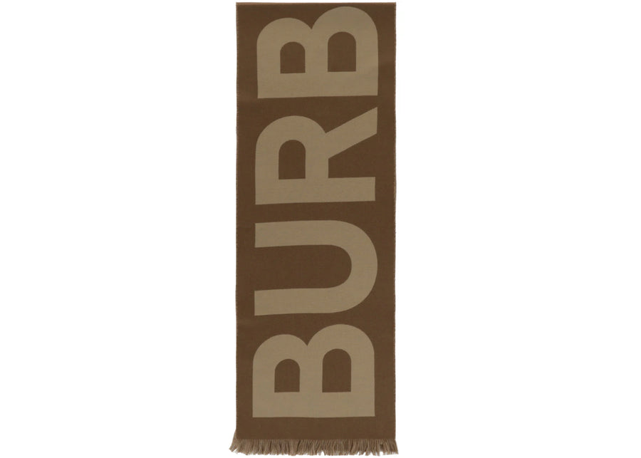 Écharpe en laine à logo Burberry, couleur bouleau