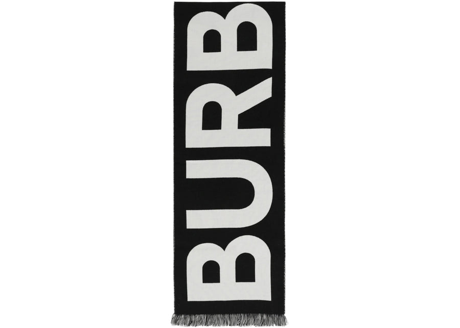 Burberry Logo Wool Scarf Black