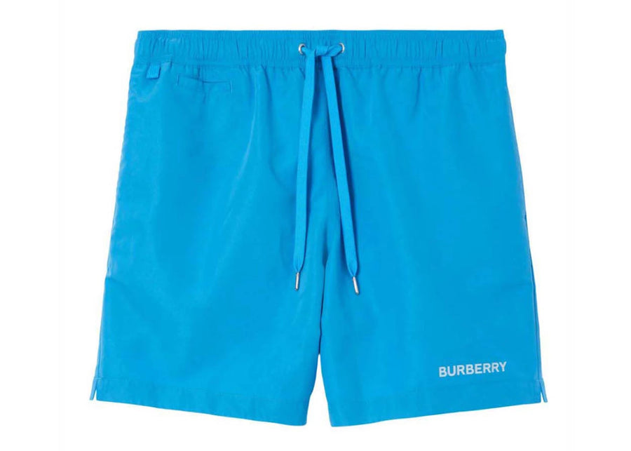 Short de bain à cordon de serrage imprimé logo Burberry bleu
