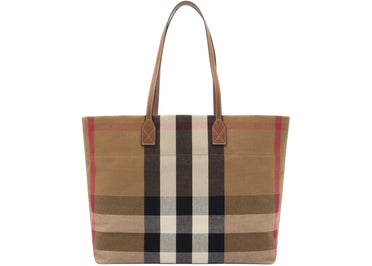 Burberry London Check Canvas Medium Tote Bag Beige