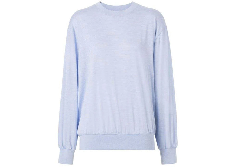 Haut Burberry à manches longues en soie et coton à motif monogramme, bleu clair