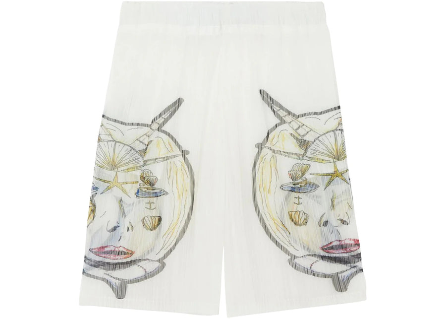 Short plissé transparent Burberry Marine Sketch blanc