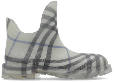 Burberry Marsh Checked Ankle Boots Gray Blue