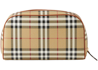 Pochette de voyage Burberry à carreaux moyen, beige Archive