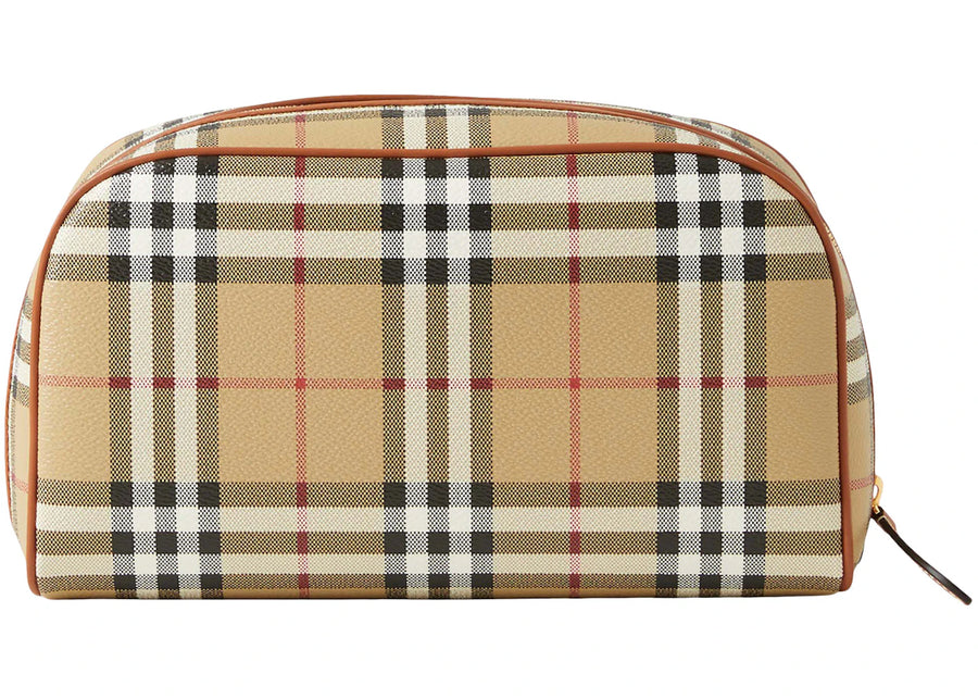Burberry Medium Check Travel Pouch Archive Beige