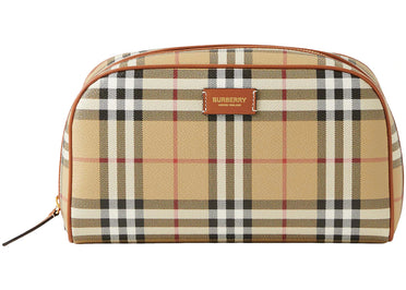 Pochette de voyage Burberry à carreaux moyen, beige Archive