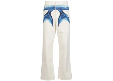 Burberry Mermaid Tail Printed Cotton-Denim Jeans White