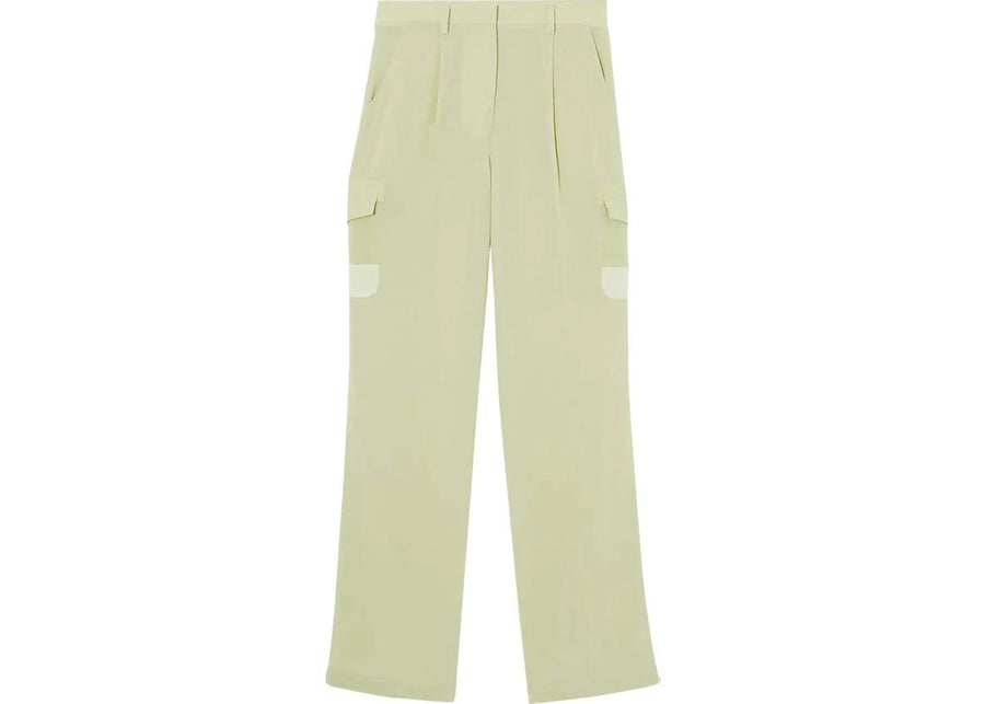 Pantalon Burberry taille mi-haute en soie vert brume