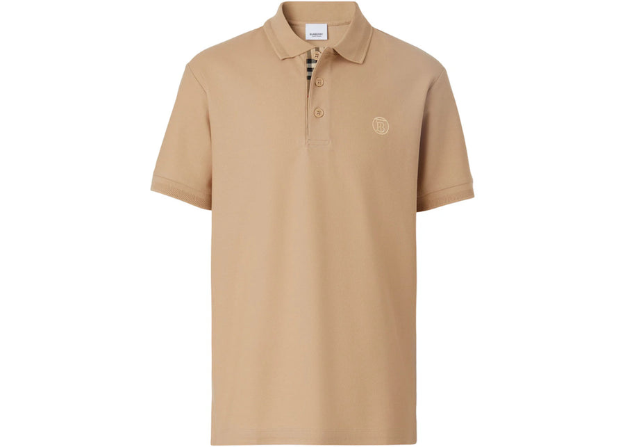 Polo Burberry à motif monogramme en piqué de coton, beige clair/beige archive