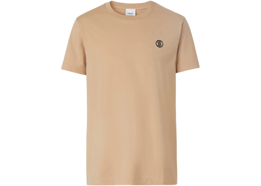 T-shirt en coton à motif monogramme Burberry, beige clair/noir