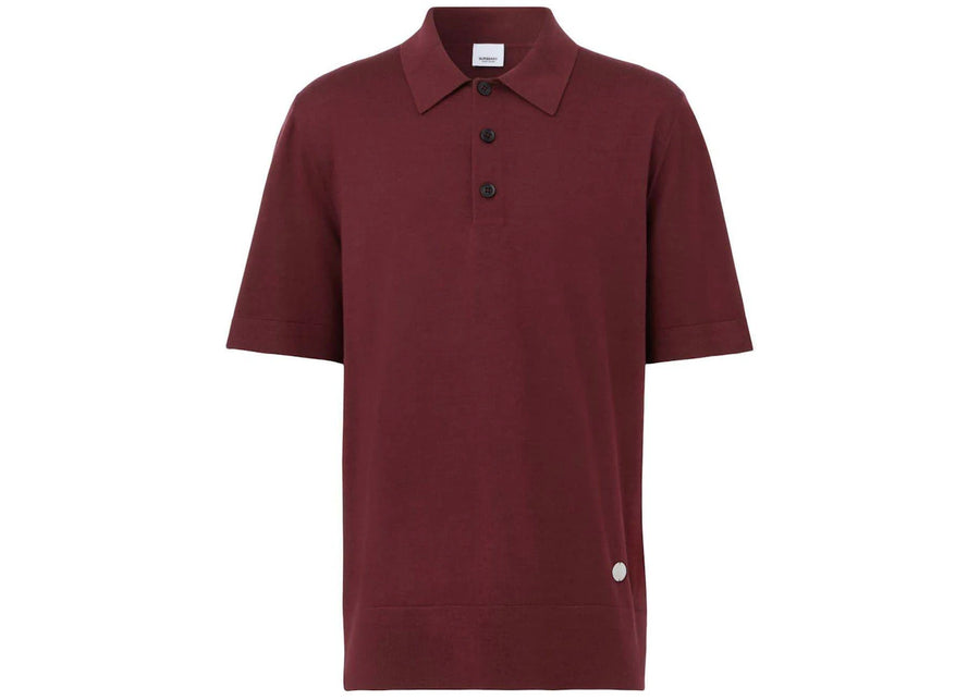 Polo bordeaux à plaque logo monogramme Burberry
