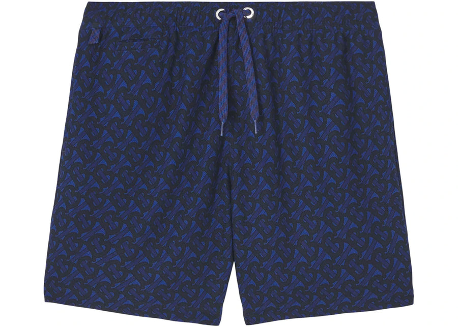 Short Burberry à motif monogramme bleu marine