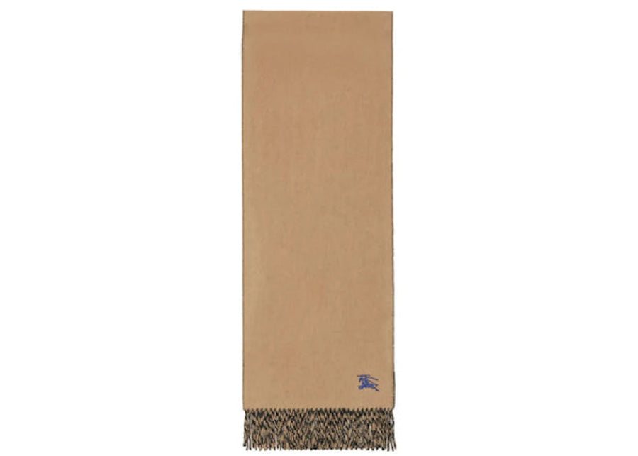 Burberry Mu Embroidered Knight Solid Scarf Camel Black