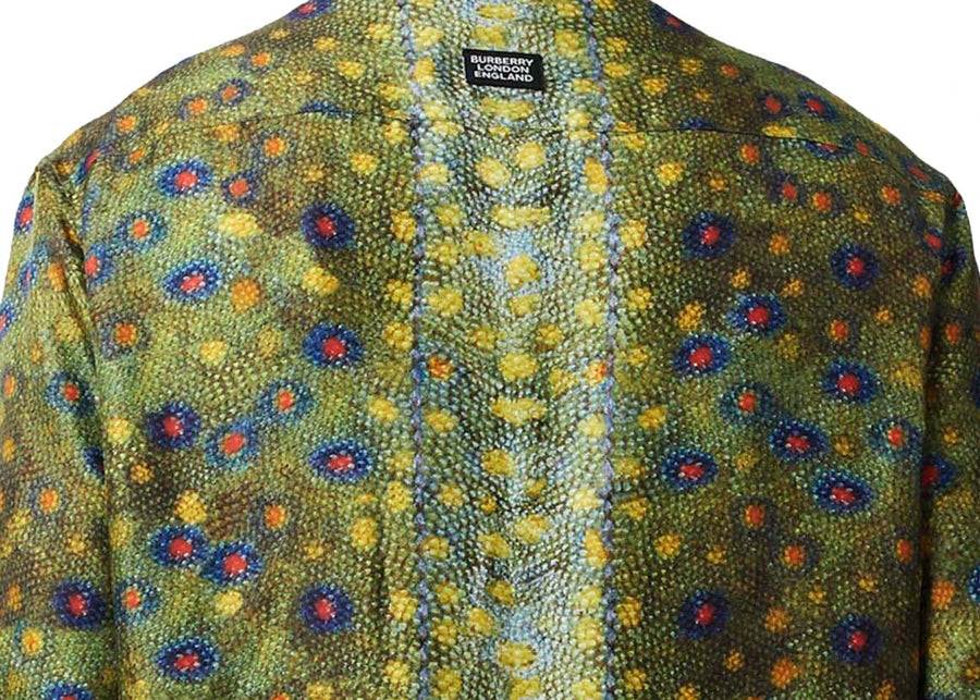 Chemise Burberry en soie de mûrier à écailles de poisson verte