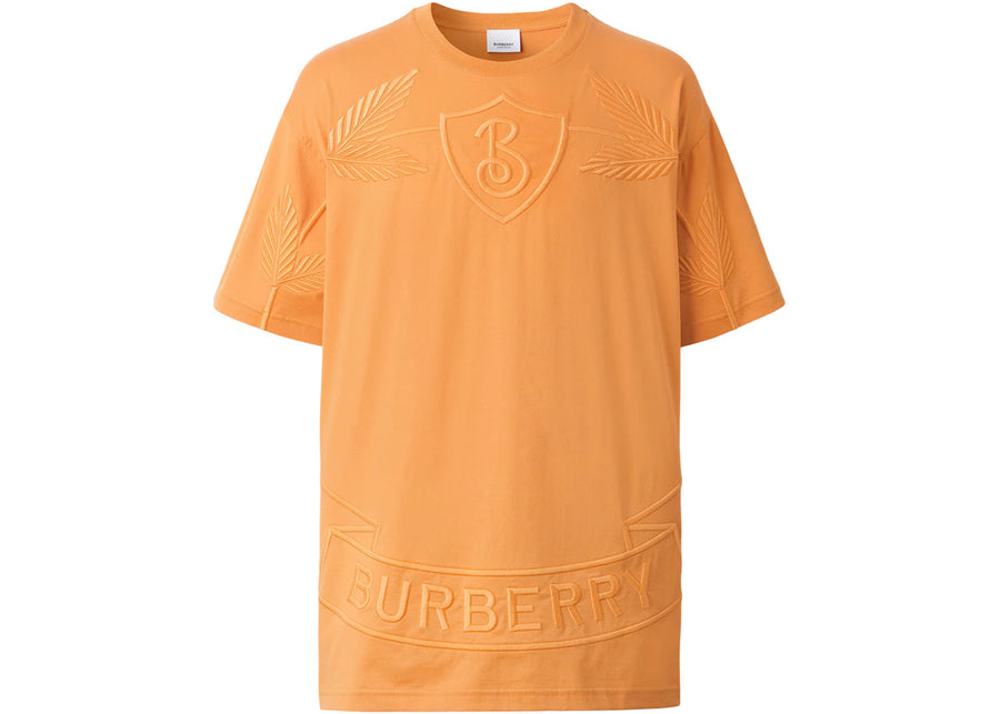 T-shirt en coton Burberry à motif feuille de chêne, orange poudré