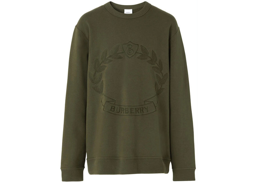 Sweat-shirt vert Burberry à motif de feuille de chêne brodé