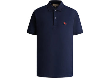 Polo Burberry Oxford à logo brodé, bleu marine/rouge
