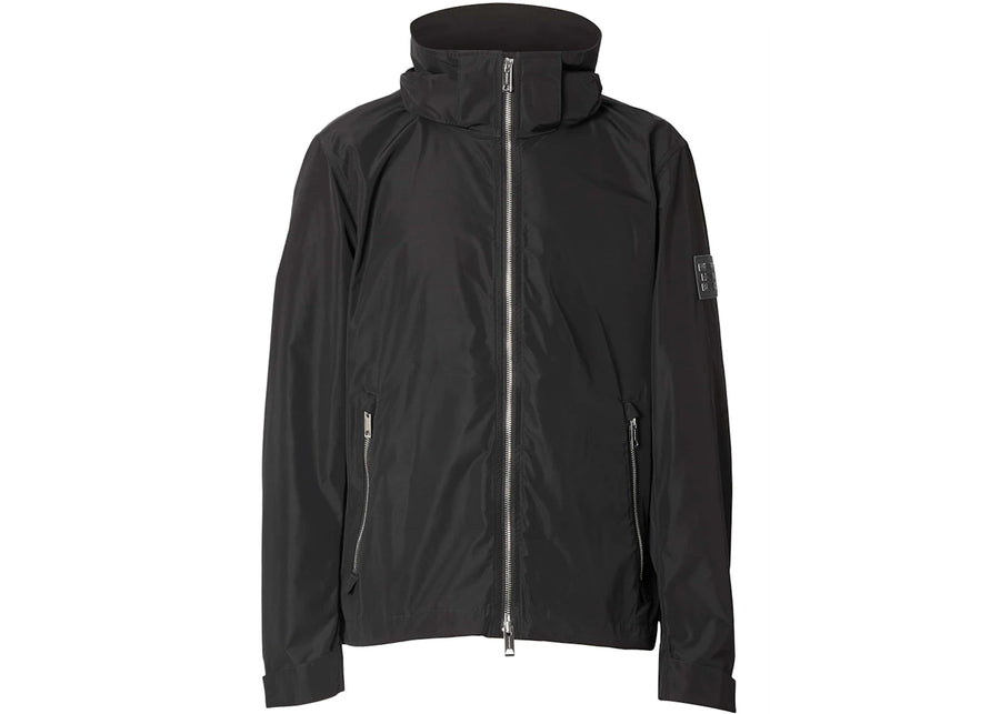 Veste Burberry en taffetas à mémoire de forme et capuche repliable, noire
