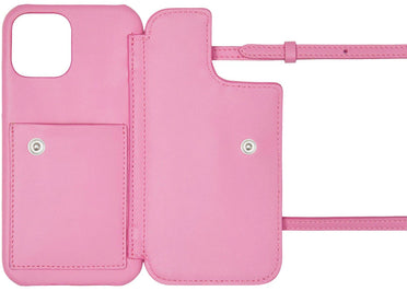 Étui pour iPhone 13 Pro Burberry Lola en cuir d'agneau matelassé avec dragonne, rose primevère