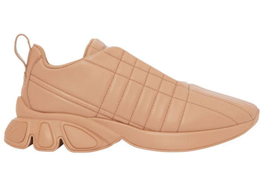 Baskets classiques Burberry en cuir matelassé, couleur biscuit foncé