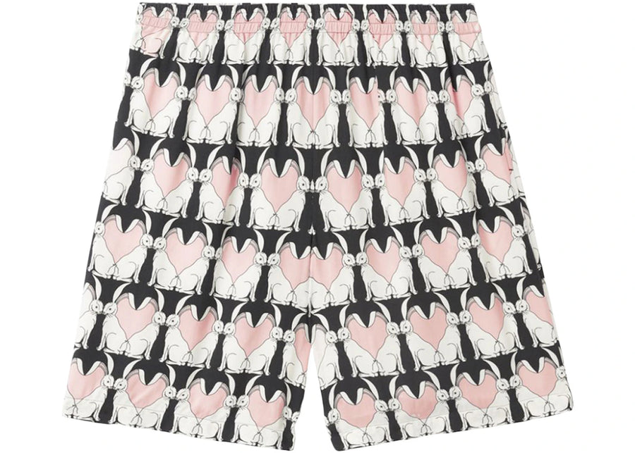 Short Burberry à imprimé lapin noir et rose