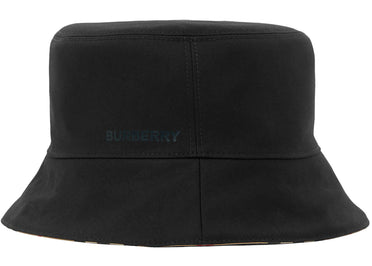 Bob réversible Burberry à rayures iconiques en coton beige archive